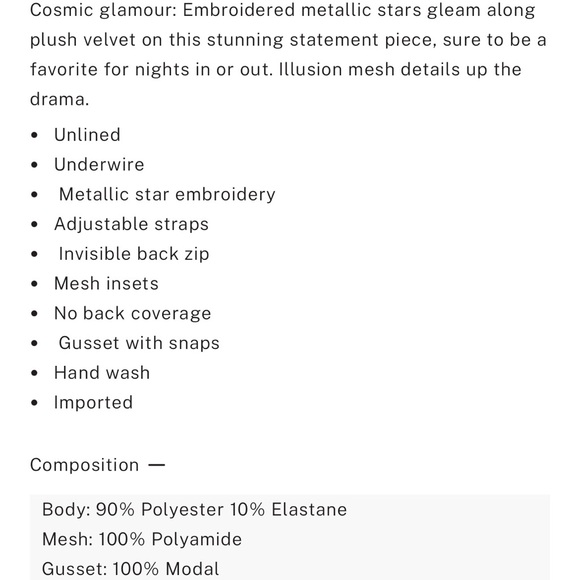 NWT Victorias Secret VS Starstruck velvet embellished bodysuit S - Picture 5 of 5